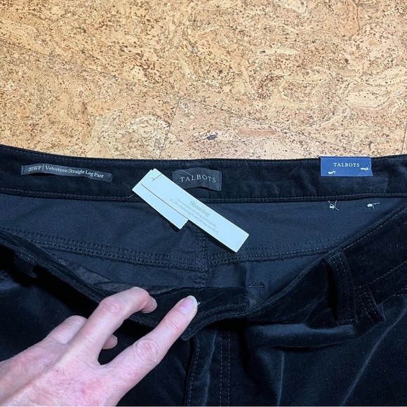 Talbots Velveteen Straight Leg High Waisted Black Pants NWT Sz 20WP - Picture 4 of 14